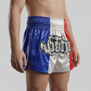 Custom Muay Thai Shorts <b>Men</b> Thai Boxing <b>Trunks</b> Professional Satin Glitter Patch Kickboxing Shorts Breathable Training Gym Shorts - Product Image 3