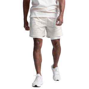 Hot Sale Fashion Quick Dry 100% Cotton Elastic Waist Lounge Shorts Double <b>Layer</b> Outdoor Sports Pockets Comfortable Mesh Gym - Product Image 2