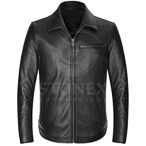 Dernière conception personnalisée veste en cuir chaud pour hommes pour l'hiver 100% col montant en cuir véritable de qualité supérieure coupe ajustée - Product Image 1