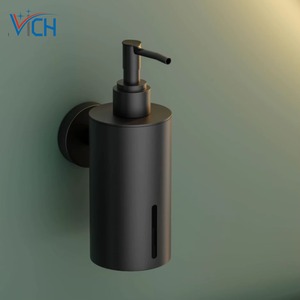 Distributeur de savon liquide mural moderne en acier inoxydable noir mat de qualité export pour salle de bain, cuisine et usage domestique - Product Image 1