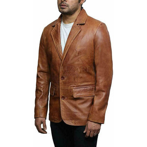 Blazer de Cuero Formal Premium con Superficie Lisa y Estilo Profesional para Hombre - Product Image 2