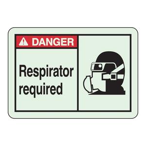 Panneau de sécurité BradyGlo Sign-UV imprimé pour l'industrie et les laboratoires : Respirateur Brady DANGER requis - Product Image 3