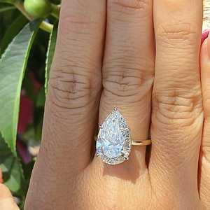 Anillo de Diamantes de Corte Pera de 6 Quilates, Cultivado en Laboratorio, Certificado por IGI, Oro Amarillo de 14K, Color F, Claridad VS1, Joyería Fina para Mujer, Diseño de Lujo - Product Image 4