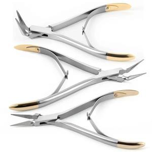 Caronia Surgical Orthodontic <b>Pliers</b> <b>Set</b> 3 Manual Stainless Steel Gold Handle Dental Instruments Wire Bending Ligature Cutting - Product Image 3