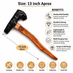 13 Zoll handgefertigte, geschnitzte Obsidian-Kampfaxt, Schwert, Heilkristallstab, Feng Shui Heimdeko für Geschenke & Sammler - Product Image 2