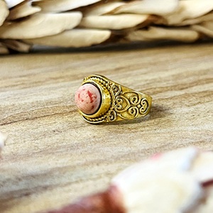 Trendy Boho Turquoise Engagement <b>Ring</b> Tribal Brass Jewelry Women 18K <b>Gold</b> Plated Bezel Set Geometric <b>Cocktail</b> <b>Ring</b> Third Party - Product Image 4