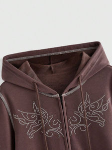 Y2K <b>Rhinestone</b> Zip Up Hoodie Women Oversized Butterfly Star Graphic Sweatshirt Vintage Harajuku Streetwear Aesthetic <b>Jacket</b> - Product Image 4