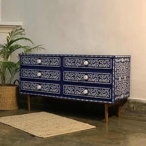 Belladec Handcrafted Eco-Friendly Bone Inlay Console Table Brass <b>Knobs</b> Modern Design Luxury Storage Furniture for Living Home - Product Image 5