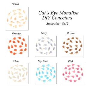 Connecteur de breloque en pierre précieuse, personnalisé, créatif, en forme de cube, en forme de poire, Monalisa, œil de chat, plaqué or, simple, pour la recherche de bijoux - Product Image 3