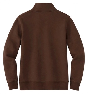 Custom Dark Brown Quarter <b>Zip</b> Fleece Pullover Sweatshirt Heavyweight Kangaroo Pocket Stand Collar Plain Oversized Athletic - Product Image 5