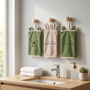 Juego de 3 Guantes de Baño para Bebé, Manoplas de Felpa con Diseño de Animales, Paño de Baño para Niños, Marioneta de Mano de Oso, Conejo, Gato, Sets de Regalo, Colección de Marca Privada - Product Image 5