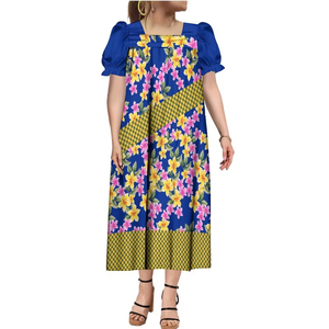 Vestidos Muumuu de Alta Calidad con Cuello Cuadrado y Mangas Abullonadas para Damas, Estampado Tribal Polinesio, Vestido Mumu Micronésico - Product Image 6