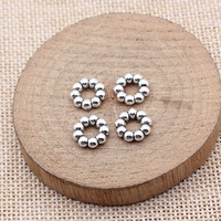 Kugel-Cluster-Blumenring-Abstandsperle 11x11x3,2mm Silberfarbene Zinklegierung für Gestapeltes Boho-Armband