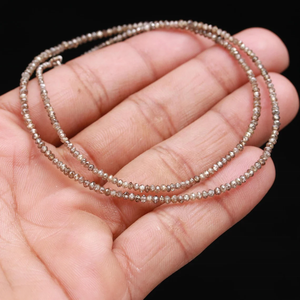 Collar de Plata de Ley 925 con cuentas de Rondelle facetadas de diamantes de champán naturales, collar de piedra pequeña - Product Image 3