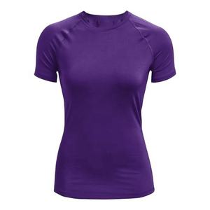 Camiseta Deportiva de Manga Corta para Mujer, Cuello Redondo, Color Morado, Corte Ajustado, Secado Rápido, Tejido de Punto, 100% Poliéster, Primavera/Verano - Product Image 1