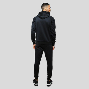 Conjunto Deportivo para Hombre al por Mayor, Sudadera con Capucha Negra y Cierre Completo, Pantalones de Poliéster de Color Sólido, Corte Regular, Ropa de Otoño - Product Image 2