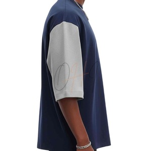 T-shirt en jersey respirant tie-dye surdimensionné pour homme avec logo personnalisé, manches raglan bicolores, streetwear, coton épais, épaules tombantes - Product Image 3