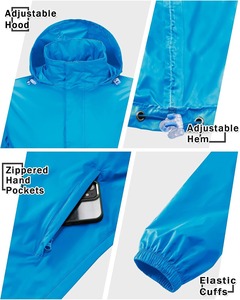 CONX Custom Mens Polyester Windproof Quilted <b>Jacket</b> Water Repellent Lightweight <b>Packable</b> Blue Streetwear Zipper Hooded Winter - Product Image 3