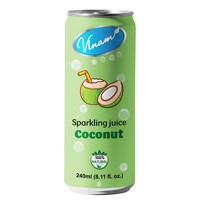 Eau de coco pétillante YOOH RTD 320ml en conserve, usine OEM/ODM du Vietnam, meilleur prix, eau potable, 30-35% de jus