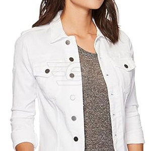 Washed Cotton Solid Custom Women <b>Jeans</b> <b>Jacket</b> Casual Regular Fit Outerwear Daily Wear Fashion Streetwear Button Front Breathable - Product Image 6
