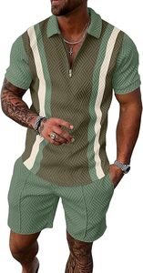 Ensemble de jogging pour hommes, été, tricoté, brodé, 100% coton, séchage rapide, manches courtes, logo personnalisé, ensemble chemise et short - Product Image 5