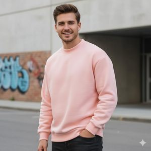 Sweat-shirt à col rond 100 % coton molletonné, épaules tombantes, streetwear décontracté d'hiver, pull doux avec intérieur brossé, OEM Private Label - Product Image 3