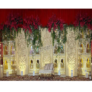 Telones de fondo con espejos para bodas marroquíes, impresionantes paneles de espejo para escenarios de bodas indias, decoración moderna para bodas con espejos, EE. UU. - Product Image 1
