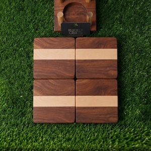 Ensemble de sous-verres en bois de qualité supérieure avec boîte de rangement Sous-verres décoratifs pour table basse Table à manger Maison Restaurant Hôtel - Product Image 3