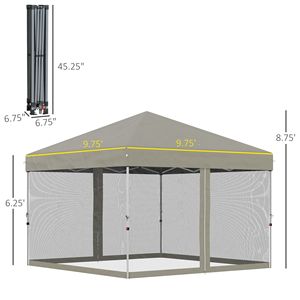 Gazebo Pieghevole 3x3 Metri con Zanzariera e Borsa con Ruote, Pareti Laterali Regolabili in Altezza per Feste - Product Image 3