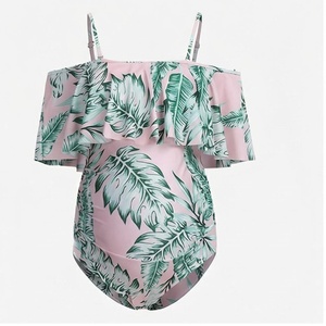 Ensemble de yoga 2 pièces imprimé papillon bleu avec finition dorée, body à col en V profond et jupe portefeuille longueur genou - Product Image 1