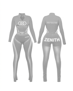 Conjunto de camiseta premium de algodón y spandex de 220 GSM con paneles raglán y pantalones acampanados en negro, blanco y rosa con serigrafía de logotipo personalizado para mujer. - Product Image 5