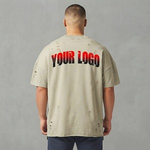T-shirt Homme Oversize avec Imprimé Lettres sur le Devant, Manches Courtes, Col Rond, Style Urbain, en Jersey de Coton Respirant, Longueur Longue, OEM ODM - Product Image 3