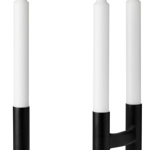 Candelabro de Metal con Recubrimiento de Polvo Negro con Columnas Tubulares Interconectadas y Líneas Arquitectónicas Elegantes para Decoración del Hogar - Product Image 5