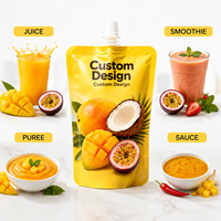 Pochettes à bec verseur personnalisées jaunes pour jus de fruits, emballage de remplissage à chaud pour purée de mangue, noix de coco et fruit de la passion, vente en gros