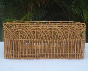 Juego de 3 bandejas decorativas de ratán marrón con base de metal - Product Image 4