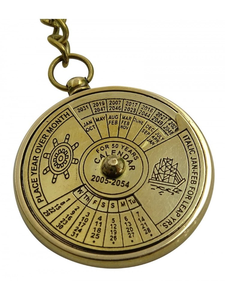 Porte-clés en laiton avec calendrier 50 ans, porte-clés calendrier vintage, porte-clés calendrier de poche portable en métal pour la quête des dates au quotidien - Product Image 1