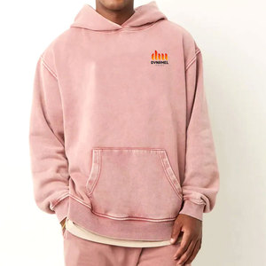 เสื้อฮู้ดดี้ทรงโอเวอร์ไซส์ ล้างสีแบบแอซิดวอช สไตล์สตรีท สำหรับผู้ชาย ปักโลโก้ได้ ผ้าคอตตอนผสม ทรงหลวม ล้างสีแบบแอซิดวอช - Product Image 1