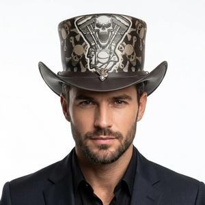 Sombrero de Cuero para Hombre, de Primera Calidad, Diseño Clásico de Corona Alta, con Construcción Duradera, Elegante Cuero - Product Image 4