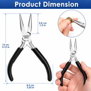LUMINEX IMPEX LUB=113 <b>Long</b> <b>Nose</b> Stainless Steel Lightweight Smooth Work Jewelry Making Polishing Pliers - Product Image 2