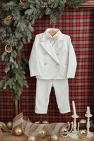 Ensemble Arthur-Gilet et gilets blancs brodés de qualité supérieure 4 pièces pour tout-petits garçons Longues occasions spéciales et fêtes-ODM Supply