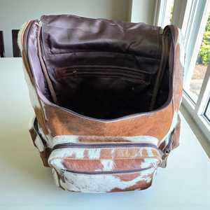 Mochila de Cuero Vacuno con Pelo, Estilo Vintage, para Viajes, Portátil, Escuela, Hecha a Mano, Resistente, LHBP-0032 - Product Image 5