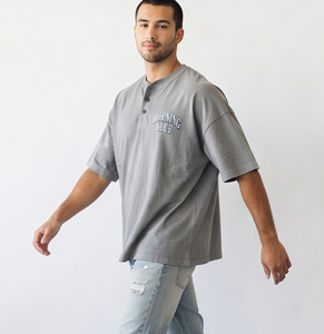 T-shirt Henley pour homme en polyester/coton, manches courtes, été, coupe ample, léger, respirant, streetwear - Product Image 5
