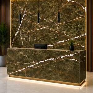 SOON CERAMIC RAINFOREST GREEN Calcite Grande dalle polie Design moderne écologique Modèle 3D Décoration murale pour salon - Product Image 1