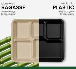 Bandeja Cuadrada de Bagazo para Alimentos con Tapa, Contenedor Desechable Compostable para Llevar, Ecológico, Biodegradable, Uso Casual - Product Image 5
