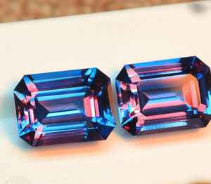 Piedra preciosa de alejandrita con corte esmeralda de 12x10 mm creada en laboratorio - Gemas Alex de alta calidad que cambian de color - Piedra sintética para joyería - Product Image 4