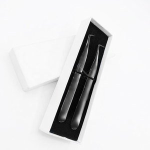 <b>Black</b> Plasma Coated Eyelash Tweezer 90 Degree And 45 Degree <b>Boot</b> Volume Point Tweezer And Double Tweezers White Card Box Packing - Product Image 5