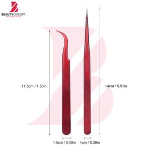Extensions de cils, ensemble de 2 pinces à cils, pinces à cils à pointes en fibre de haute précision pour extensions de cils - Product Image 3
