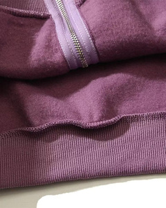 Sweat à capuche zippé surdimensionné violet pour homme, style streetwear, en molleton de coton avec imprimé lettres sur le devant, manches classiques, idéal pour l'automne – Vente en gros - Product Image 3