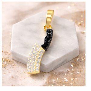 Trendy Classic Fashion Jewelry Custom Iced 925 <b>Silver</b> Rhodium Plated <b>Necklaces</b> Kitchen Chef Butcher's Knife Hip Hop Natural Gift - Product Image 2