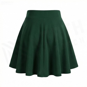 Jupe courte plissée unie pour femme, taille élastique, en polyester, taille haute, décontractée, pour toutes les saisons - Product Image 2